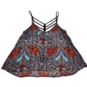 Band of Gypsies Boho Hippie Festival Paisley Strappy Back Camisole Women's Small